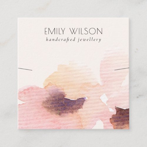Blush Pink Floral Abstract Necklace Band Template Square Business Card
