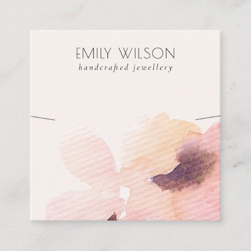 Blush Pink Floral Abstract Necklace Band Template Square Business Card