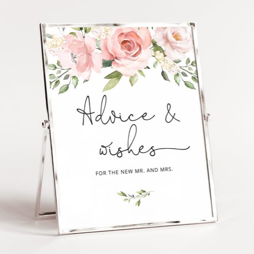 Blush pink floral  advice and wishes for Newlyweds Poster
