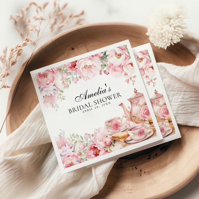 Blush Pink Floral Afternoon Tea Party Shower Napkins (Creator Uploaded)
