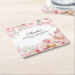 Blush Pink Floral Afternoon Tea Party Square Paper Coaster<br><div class="desc">Add elegance to your event with this blush pink floral afternoon tea party square paper coaster. Perfect for bridal showers,  birthdays,  or tea parties,  it protects surfaces in style.</div>