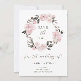 Blush Pink Floral and Calligraphy | Watercolor Save The Date