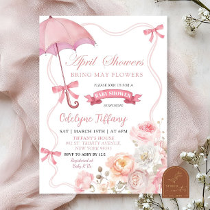 Blush Pink Floral April Baby Shower Invitation