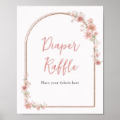 Blush Pink Floral Arch Baby Shower Diaper Raffle Poster | Zazzle