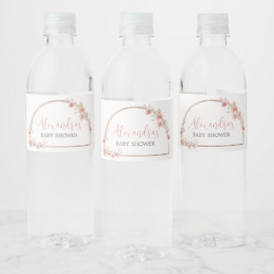 Blush Pink Floral Arch Baby Shower Water Bottle Label