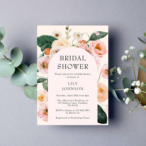 Blush Pink Floral Arch Bridal Shower Invitation