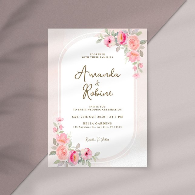 Blush Pink Floral Arch Wedding Invitation (Creator Uploaded)