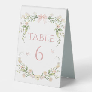 Blush Pink Floral Baby Girl Shower Table Numbers Tent