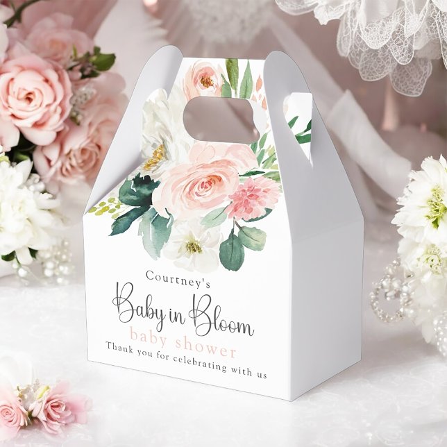 Blush Pink Floral Baby in Bloom Baby Shower Favor Boxes (Creator Uploaded)