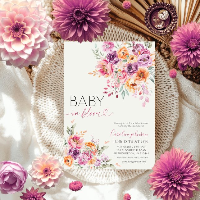Blush Pink Floral Baby in Bloom Baby Shower  Invitation (Creator Uploaded)