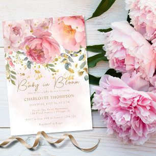 Blush Pink Floral Baby in Bloom Baby Shower Invitation