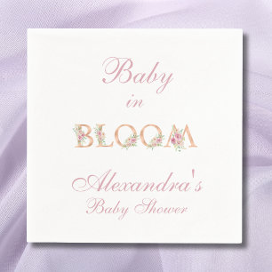 Blush Pink Floral Baby in Bloom Baby  Shower Napkins
