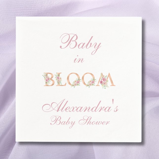 Blush Pink Floral Baby in Bloom Baby  Shower Napkins (Creator Uploaded)