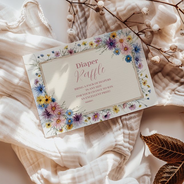 Blush Pink Floral Baby in Bloom Diapper Raffle Enclosure Card (Creator Uploaded)