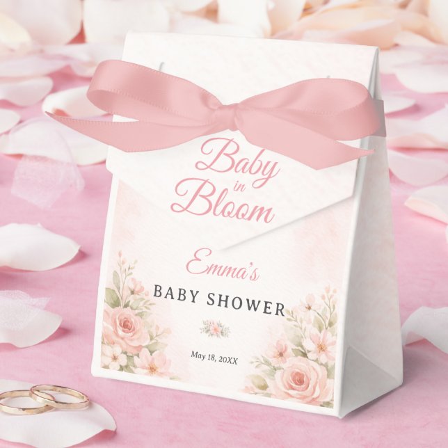 Blush Pink Floral Baby in Bloom  Favor Boxes (Wedding)