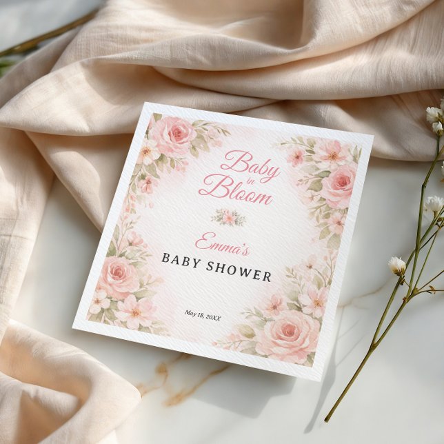 Blush Pink Floral Baby in Bloom Garden Napkins (Creator Uploaded)