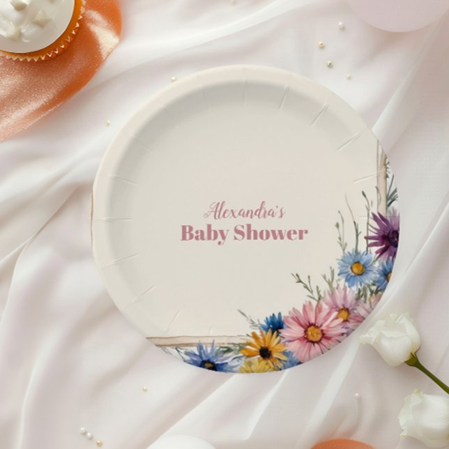 Blush Pink Floral Baby in Bloom Paper Plates (Creator Uploaded)