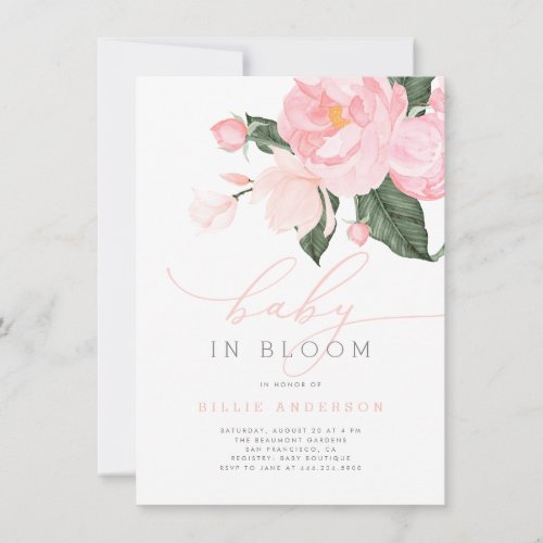 Blush Pink Floral Baby in Bloom Shower Girl