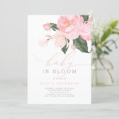 Blush Pink Floral Baby in Bloom Shower Girl Invitation (Standing Front)