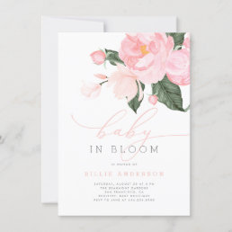 Blush Pink Floral Baby in Bloom Shower Girl Invitation