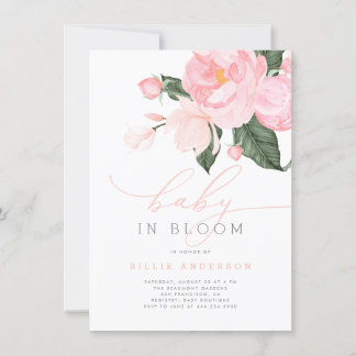 Blush Pink Floral Baby in Bloom Shower Girl Invitation