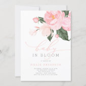 Blush Pink Floral Baby in Bloom Shower Girl Invitation (Front)