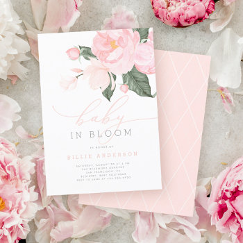 Blush Pink Floral Baby In Bloom Shower Girl Invitation by Eugene_Designs at Zazzle