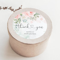 Blush pink floral baby its cold outside classic round sticker