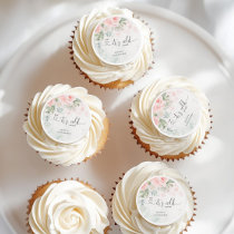 Blush pink floral baby its cold outside edible frosting rounds