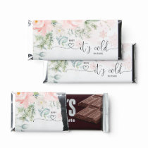 Blush pink floral baby its cold outside hershey bar favors