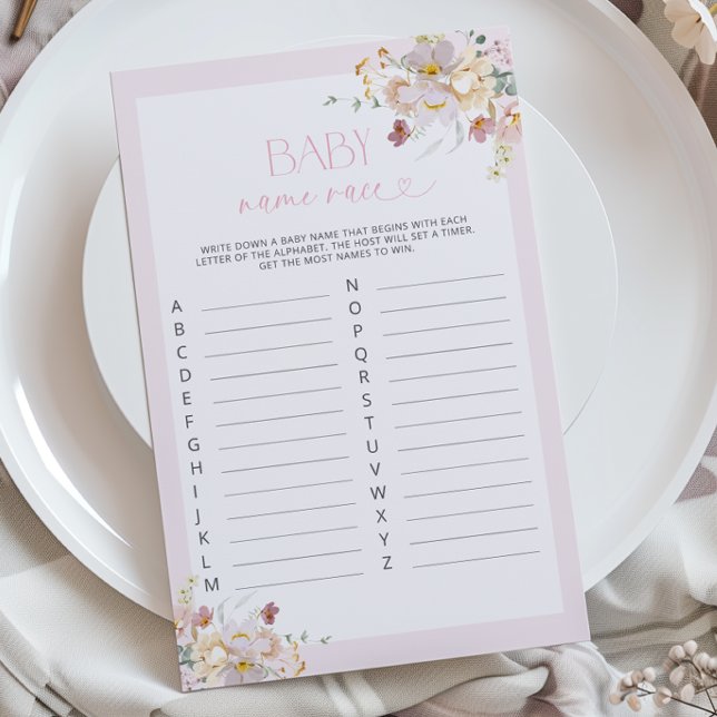 Blush Pink Floral Baby Name Race Game (Creator Uploaded)