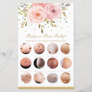 Blush Pink Floral Baby or Beer Belly Shower Game