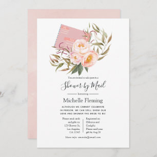 Blush Pink Floral Baby or Bridal Shower by Mail Invitation