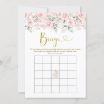 Blush Pink Floral Baby Shower Baby Bingo Game Invitation