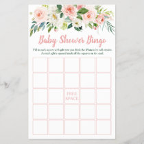 Blush Pink Floral Baby Shower Bingo Game