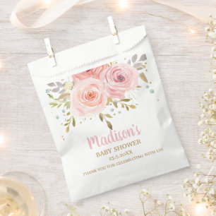 Blush Pink Floral Baby Shower Birthday Bridal Favor Bag