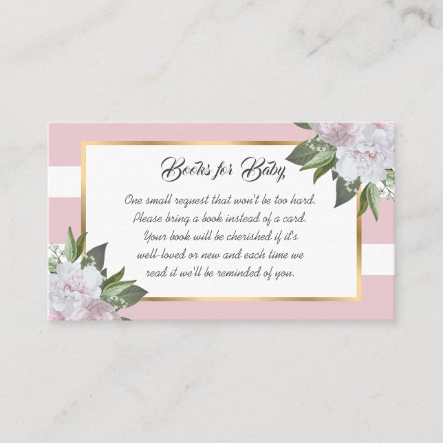 Blush Pink Floral Baby Shower Book Instead of Card (Front)
