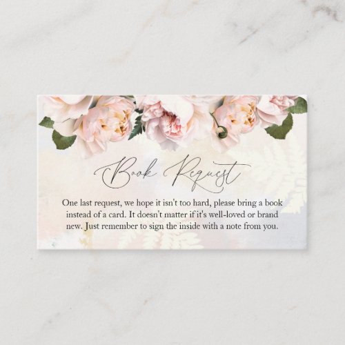 Blush Pink Floral Baby Shower Book Request Card