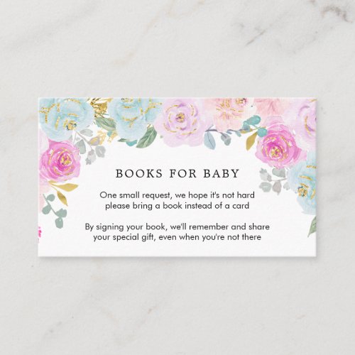Blush Pink Floral Baby Shower Books for Baby Card 