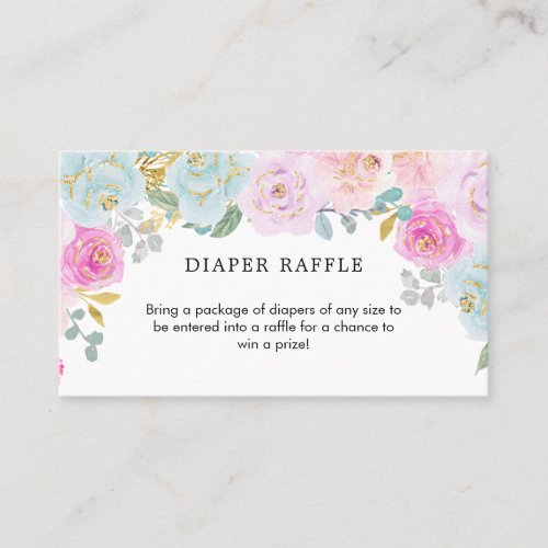 Blush Pink Floral Baby Shower Diaper Raffle Card 