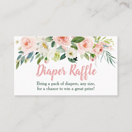 Blush Pink Floral Baby Shower Diaper Raffle Cards