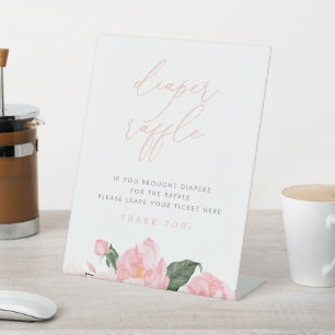 Blush Pink Floral Baby Shower Diaper Raffle Sign