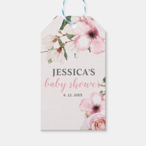 Blush Pink Floral Baby Shower Gift Tags