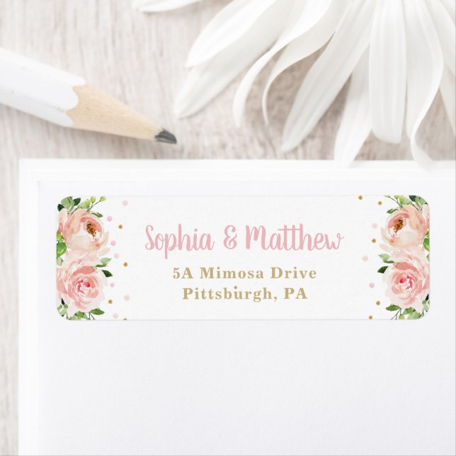 Blush Pink Floral Baby Shower Girl Bridal Wedding Label (Insitu)