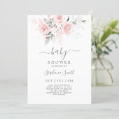 Blush Pink Floral Baby Shower Girl Invitation (Standing Front)