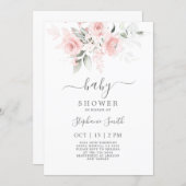 Blush Pink Floral Baby Shower Girl Invitation (Front/Back)