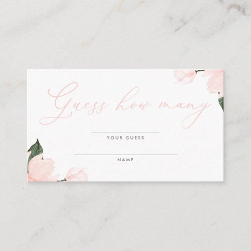 Blush Pink Floral Baby Shower Guess How Many Enclosure Card