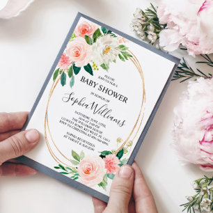 Blush Pink Floral Baby Shower Invitation
