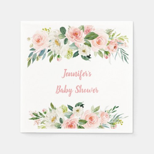 Blush Pink Floral Baby Shower Napkins