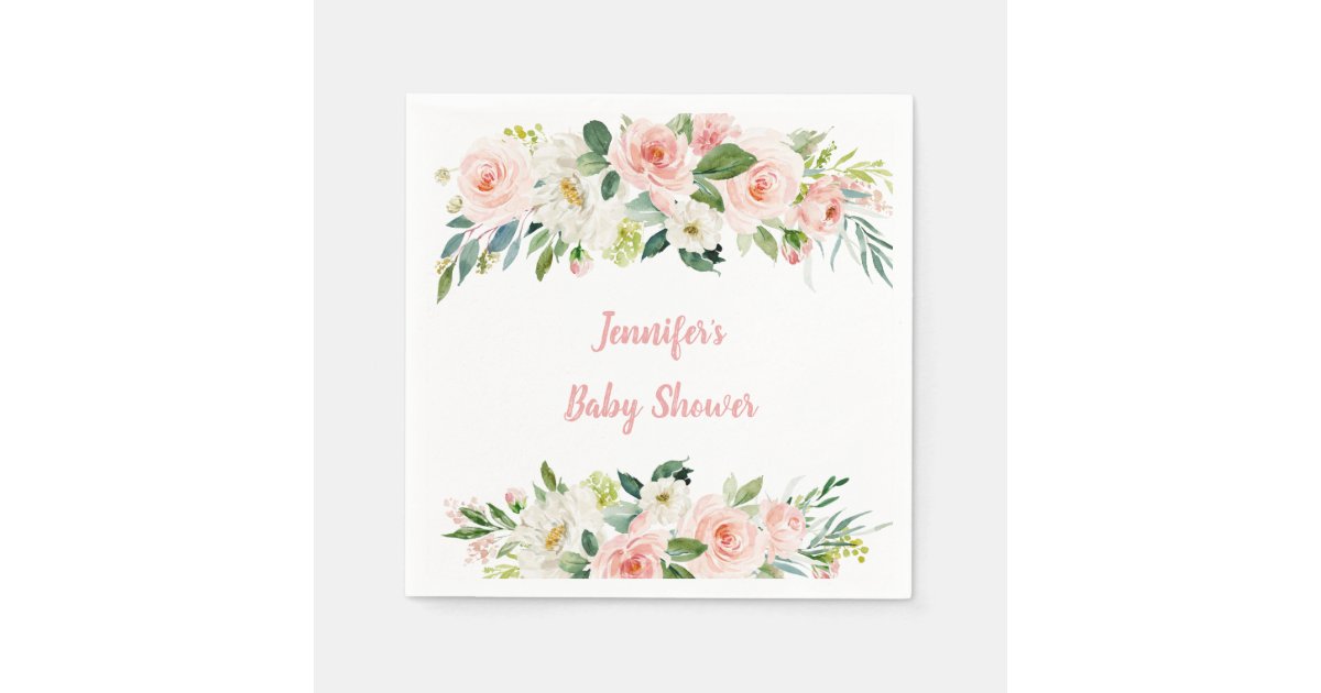 Blush Pink Floral Baby Shower Napkins Zazzle